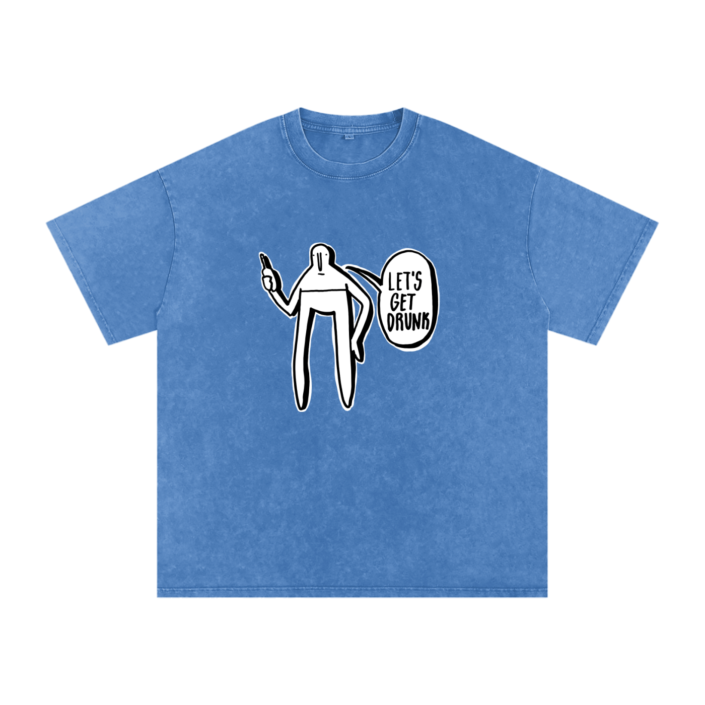 "Let's Get Drunk" Acid Wash Oversize T-Shirt