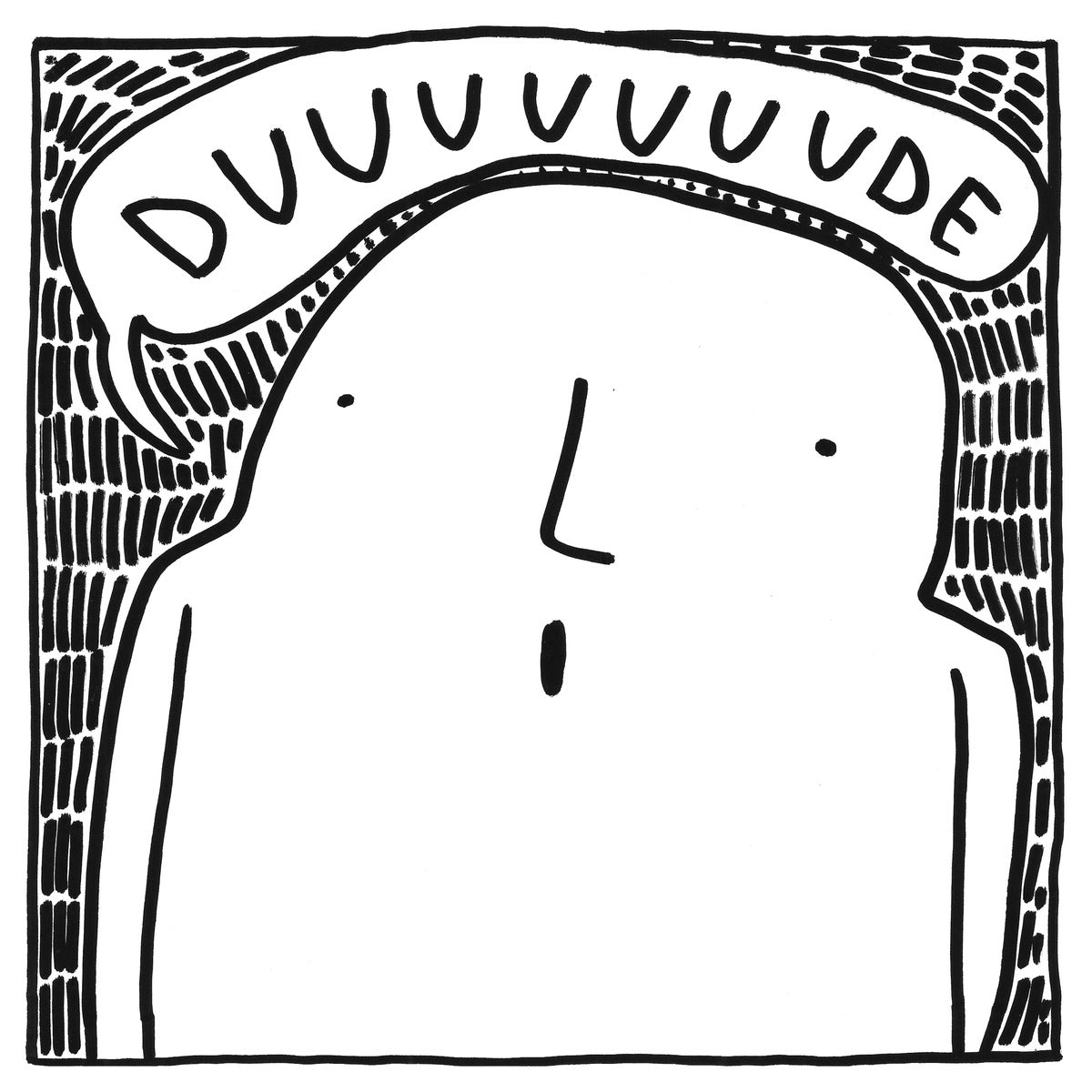 Duuuuude — black, white, and red artwork by NAKEDANDSAD