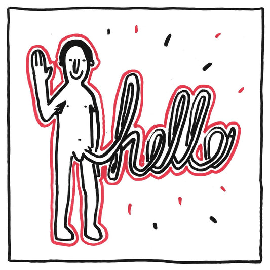 Hello — black, white, and red artwork by NAKEDANDSAD