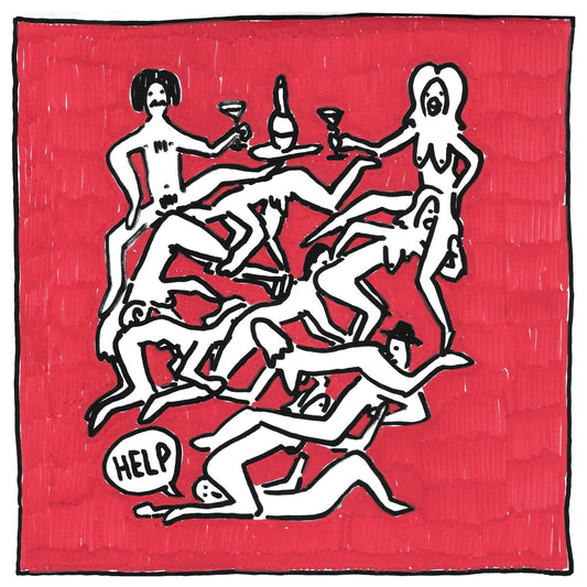 Just a Party — black, white, and red artwork by NAKEDANDSAD