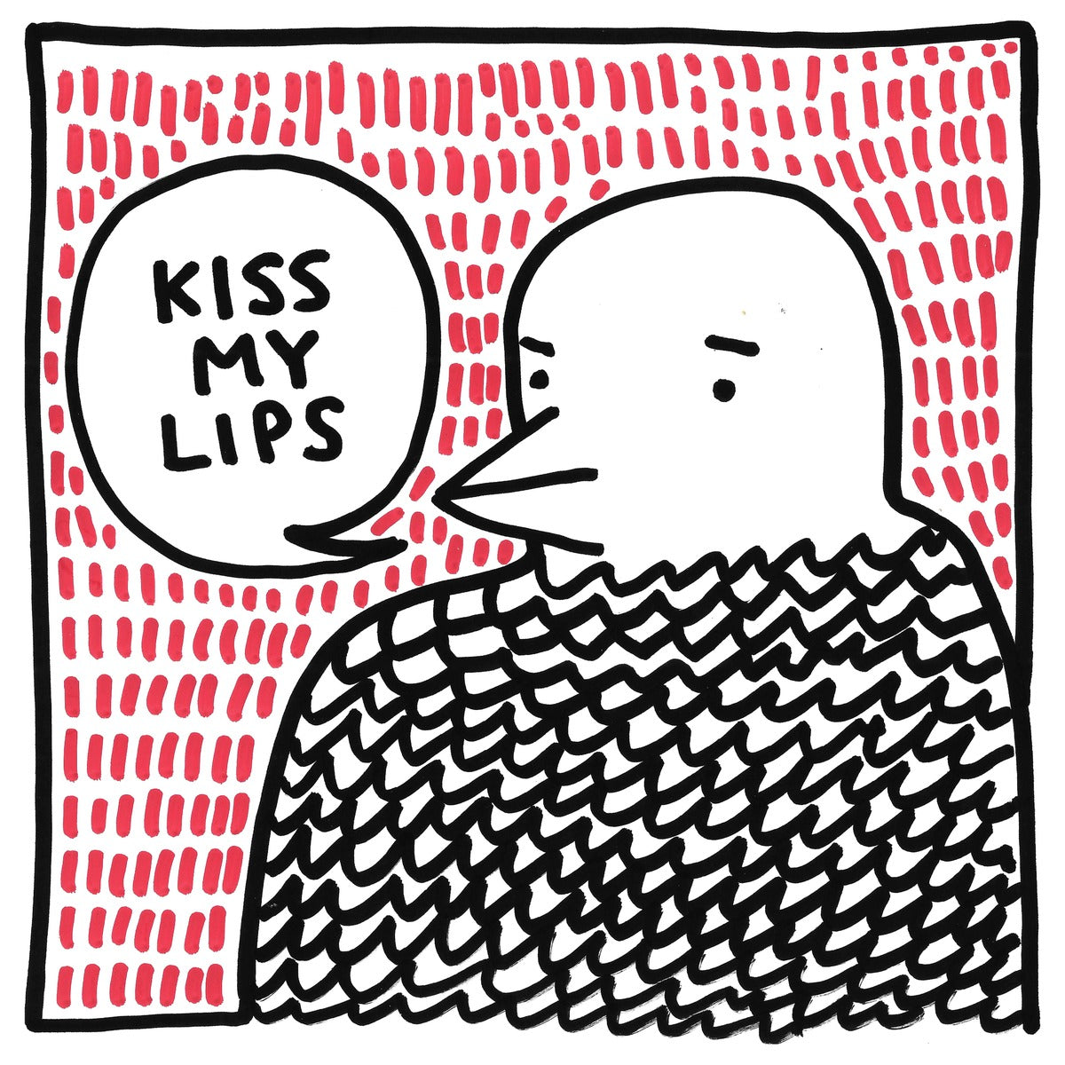 Kiss My Lips — black, white, and red artwork by NAKEDANDSAD