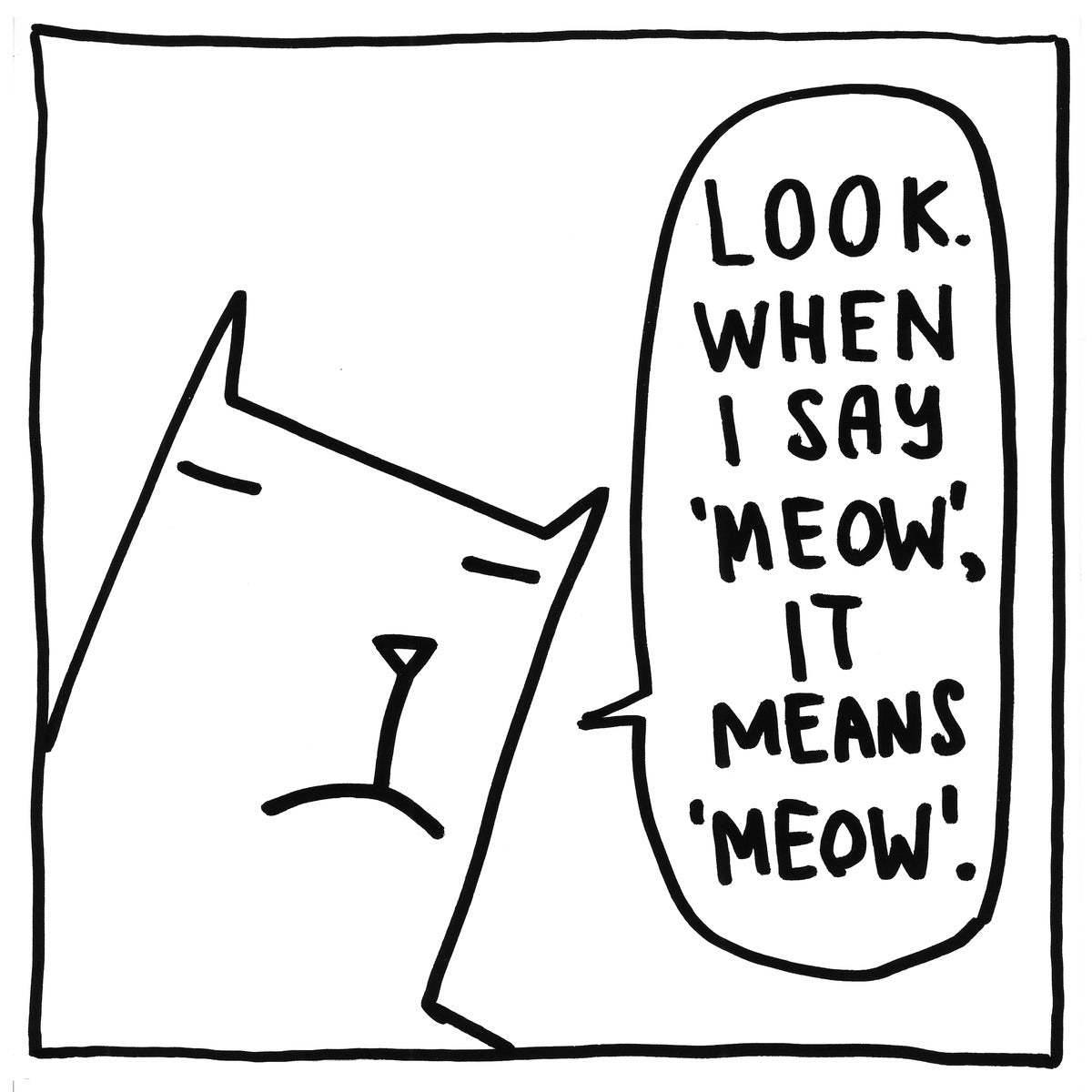 Meow Means Meow — black, white, and red artwork by NAKEDANDSAD