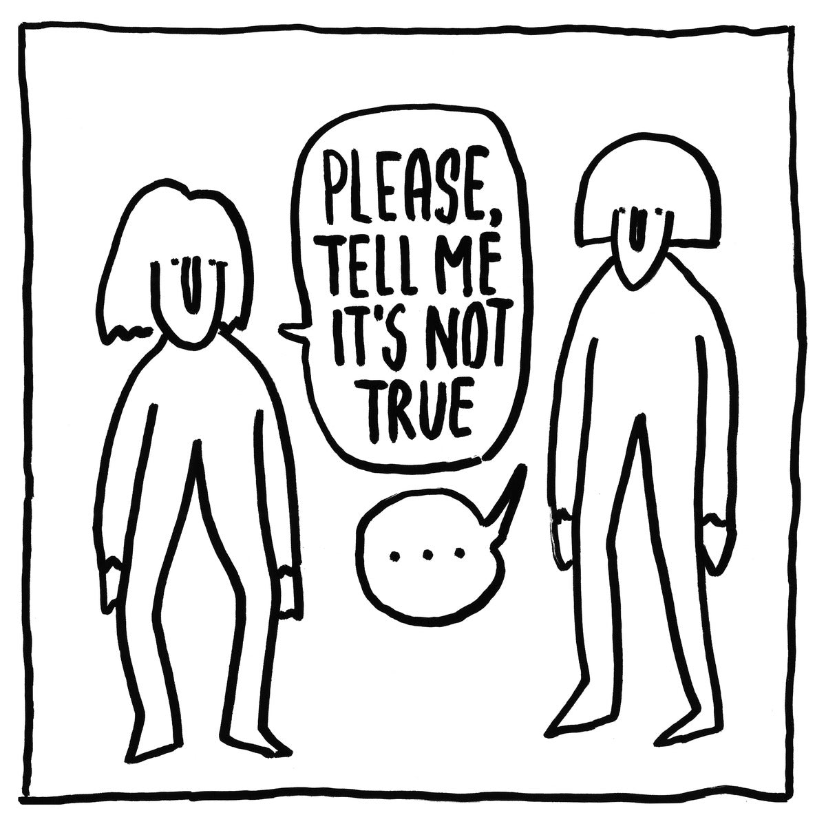 Tell Me It’s Not True — black, white, and red artwork by NAKEDANDSAD