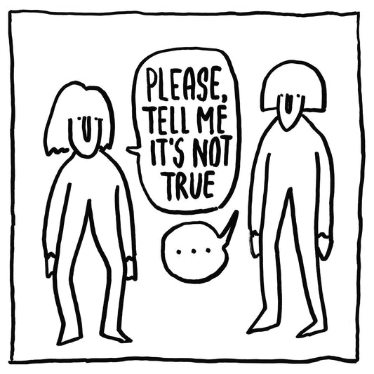 Tell Me It’s Not True — black, white, and red artwork by NAKEDANDSAD